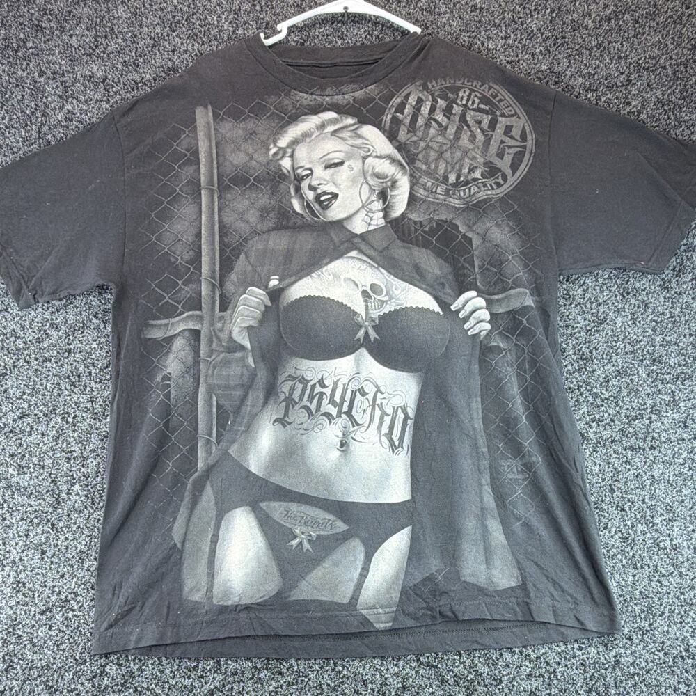 Dyse One Shirt Mens XL Black Tattoo Pin Up Graphic Tee Made USA 100% Cotton
